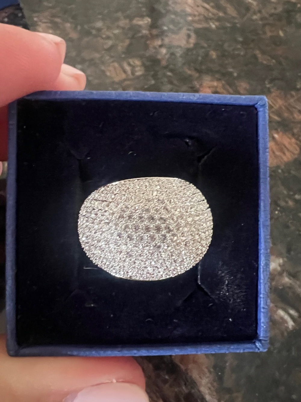 Swarovski Silver Pavé Dome Cocktail Ring - Picture 4 of 5